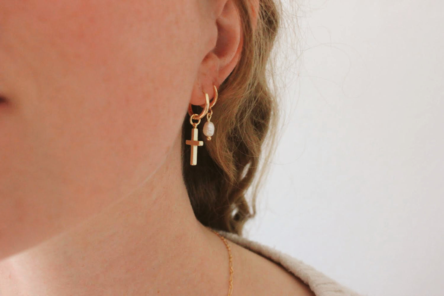 Hooped Cross Earrings