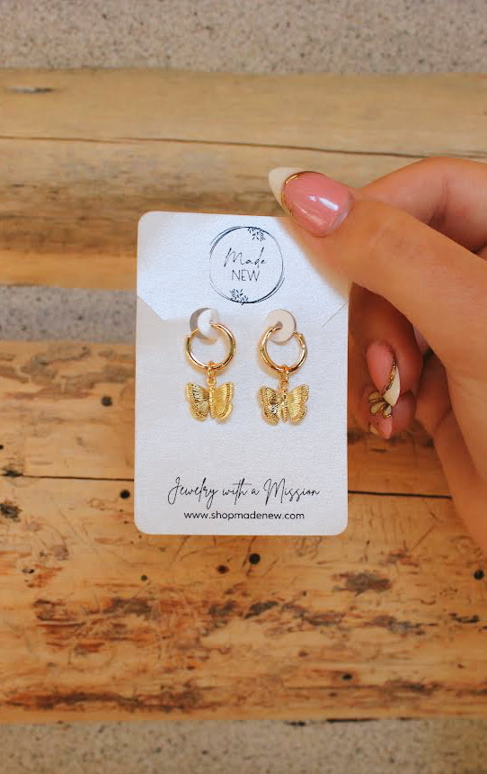 Hooped Butterfly Earrings