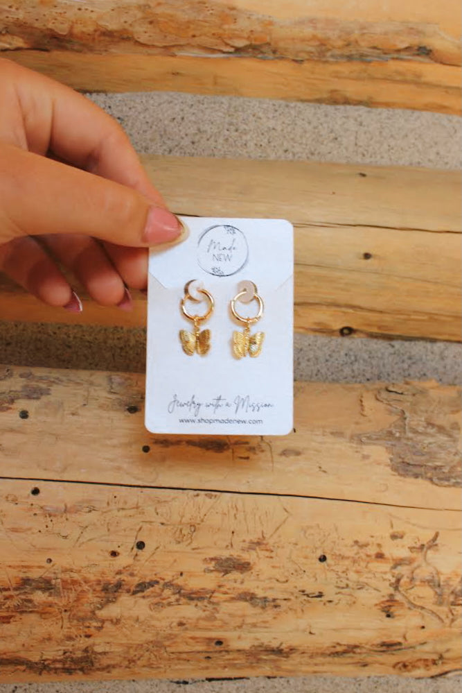 Hooped Butterfly Earrings