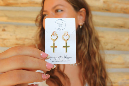 Hooped Cross Earrings