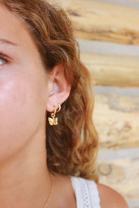 Hooped Butterfly Earrings