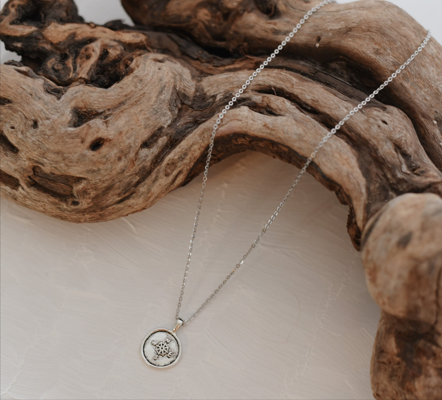 Silver COMPASS chain necklace